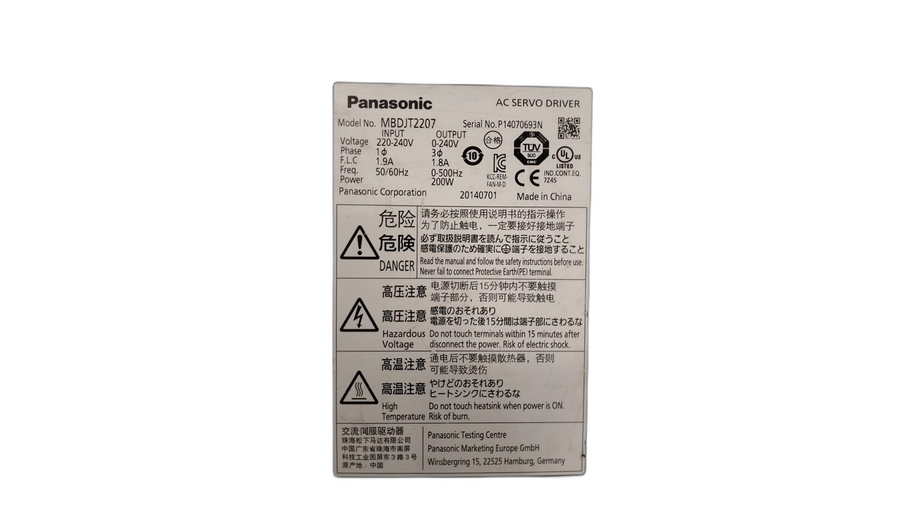 PANASONIC MBDJT2207 (A5 LIQI) Servo Drive 3 PHASE 200 W 200-230V