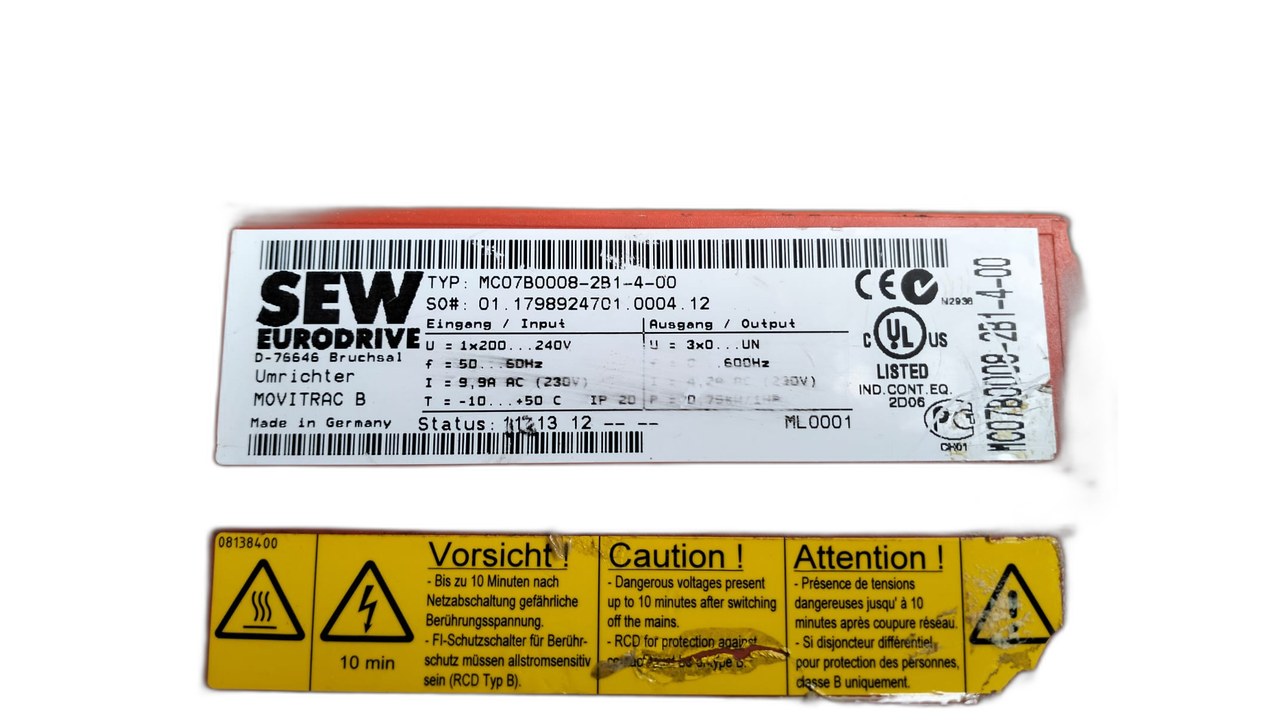 SEW MC07B0008-2B1-4-00 Servo Drive 220-240V