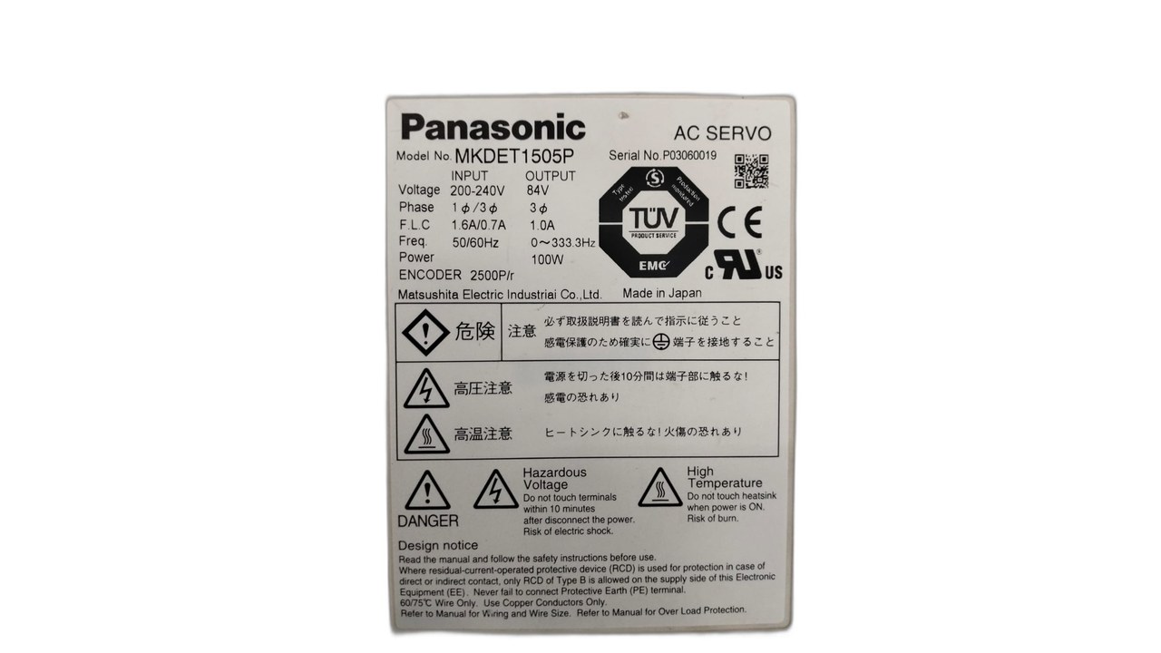 PANASONIC MKDET1505P (E SERIES) Servo Drive 3 PHASE 100W 200-230V