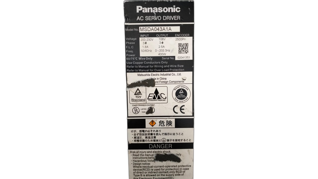 PANASONIC MSDA043A1A (A3) Servo Drive 3 PHASE 400 W 200-230V