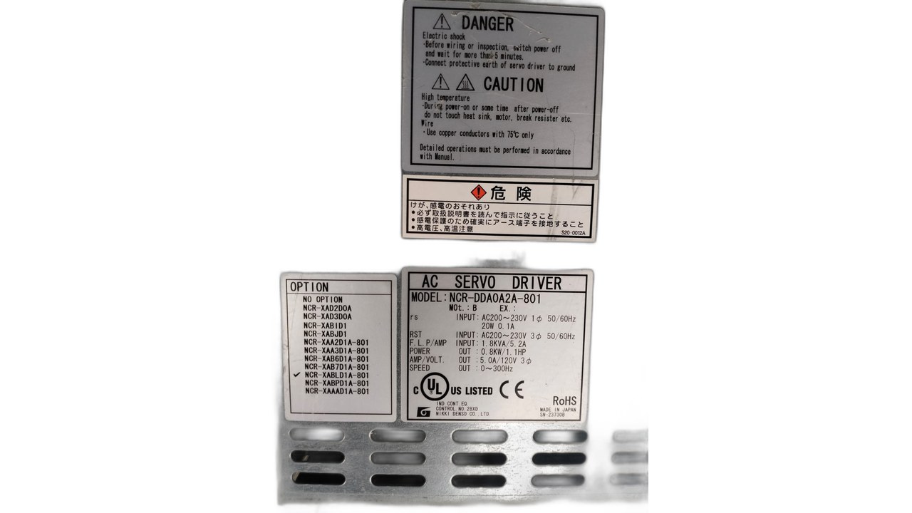 NIKKI DENSO NCR-DDA0A2A-801 Servo Drive 3 PHASE 800 W 200-230V