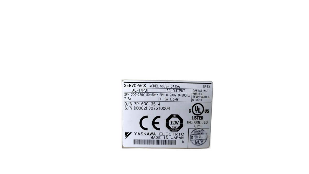 YASKAWA SGDS-15A15A Servo Drive 3 PHASE 1.5 KW 200-230V